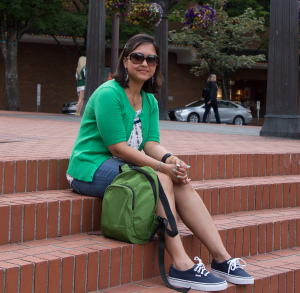 At the Pioneer Courthouse Square, Portland